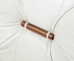 Percival Lafer Pair of Italian 1970s Walnut and White Leather Lounge Chairs - 2923793