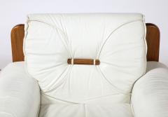 Percival Lafer Pair of Italian 1970s Walnut and White Leather Lounge Chairs - 2923795