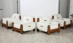 Percival Lafer Pair of Italian 1970s Walnut and White Leather Lounge Chairs - 2923800