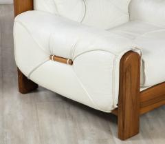 Percival Lafer Pair of Italian 1970s Walnut and White Leather Lounge Chairs - 2923802