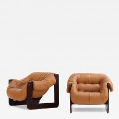 Percival Lafer Pair of Percival Lafer MP 97 Brazilian Leather Lounge Chairs - 4523254