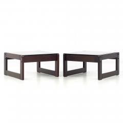 Percival Lafer Percival Lafer Brazilian Rosewood and Smoked Glass Side End Table Pair - 3693257