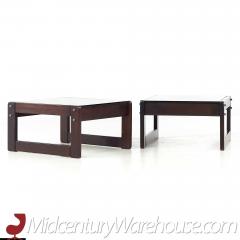 Percival Lafer Percival Lafer Brazilian Rosewood and Smoked Glass Side End Table Pair - 3693258