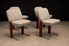 Percival Lafer Percival Lafer Contempo Dining Chairs Set of 4 Hardwood Chrome Chenille - 4594194