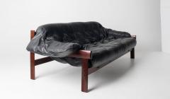 Percival Lafer Percival Lafer Couch MP 41 in New Black leather and Brazilian Hardwood - 4464874