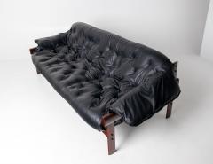 Percival Lafer Percival Lafer Couch MP 41 in New Black leather and Brazilian Hardwood - 4464882