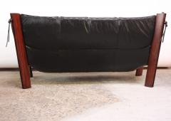 Percival Lafer Percival Lafer MP 211 Jacaranda and Leather Two Seat Sofa with Ottoman - 421527