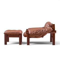 Percival Lafer Percival Lafer MP41 Mid Century Brazilian Leather Lounge Chair and Ottoman - 4705039