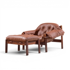 Percival Lafer Percival Lafer MP41 Mid Century Brazilian Leather Lounge Chair and Ottoman - 4705042