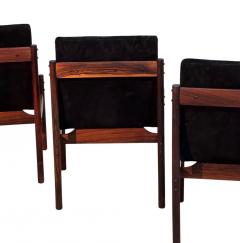 Percival Lafer Percival Lafer Rosewood Black Suede Dining Chairs set of 4 Brazil - 4099177