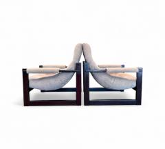 Percival Lafer Set of 2 Armchairs S 1 in Hardwood Fabric Percival Lafer 1976 Lot 763A - 4339368