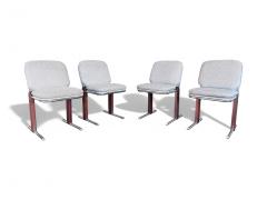 Percival Lafer Set of 4 Chairs in Hardwood Metal Chenille 1970s Lot 476 - 4089739