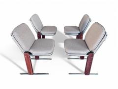 Percival Lafer Set of 4 Chairs in Hardwood Metal Chenille 1970s Lot 476 - 4089740