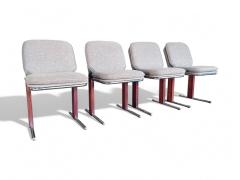 Percival Lafer Set of 4 Chairs in Hardwood Metal Chenille 1970s Lot 476 - 4089741