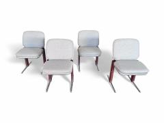 Percival Lafer Set of 4 Chairs in Hardwood Metal Chenille 1970s Lot 476 - 4089743