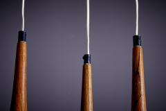 Perforated Copper and Rosewood Cascade Pendant Lamp Denmark 1950s - 3347191