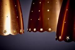 Perforated Copper and Rosewood Cascade Pendant Lamp Denmark 1950s - 3347193