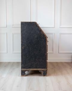 Period Gustavian Slant Front Desk with Black Exterior and Blue Interior - 4564456
