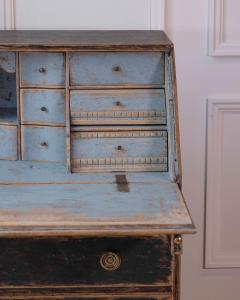 Period Gustavian Slant Front Desk with Black Exterior and Blue Interior - 4564500
