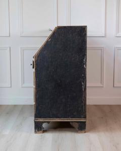Period Gustavian Slant Front Desk with Black Exterior and Blue Interior - 4564541