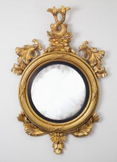 Period Regency Giltwood Convex Mirror with Dolphins - 791794