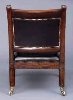 Period Regency Mahogany Leather Library Armchair Circa 1820 - 94577