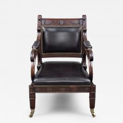 Period Regency Mahogany Leather Library Armchair Circa 1820 - 97835