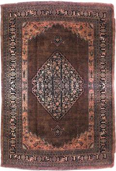 Persian Bijar Maroon and Blue Wool Rug - 4662076
