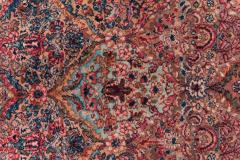 Persian Kirman Red and Blue Wool Rug - 4635757