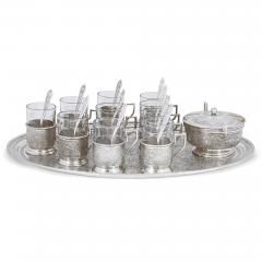 Persian engraved glass and silver part drinks service - 3437705