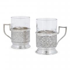 Persian engraved glass and silver part drinks service - 3437707