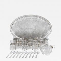 Persian engraved glass and silver part drinks service - 3440242