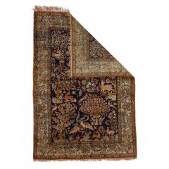 Persian woven silk Qum rug with a woodland and animal design - 3606591