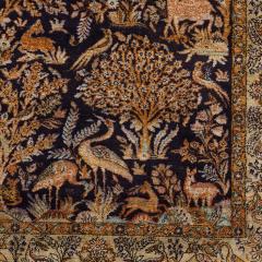 Persian woven silk Qum rug with a woodland and animal design - 3606595