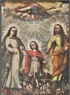 Peruvian possibly Cuzco 18th Century Painting of The Holy Family - 4576018