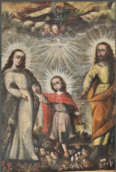 Peruvian possibly Cuzco 18th Century Painting of The Holy Family - 4576021