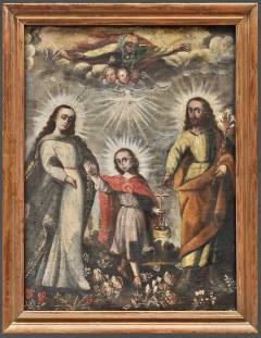 Peruvian possibly Cuzco 18th Century Painting of The Holy Family - 4576023