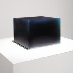 Peter Alexander Untitled Black Polyester Resin Cube with Blue Green Rim 1971 - 4696644