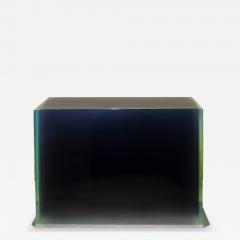Peter Alexander Untitled Black Polyester Resin Cube with Blue Green Rim 1971 - 4697464
