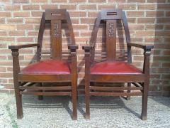 Peter Behrens Pair of Arts Crafts Jugendstil Mahogany Armchairs by Peter Behrens - 4193200