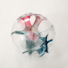Peter Bramhall Blown Glass Orb Sculpture with Blue and Magenta Threads by Peter Bramhall 1995 - 4719677