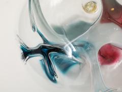 Peter Bramhall Blown Glass Orb Sculpture with Blue and Magenta Threads by Peter Bramhall 1995 - 4719680