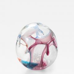 Peter Bramhall Large Clear Glass Sculpture with Blue Magenta Glass Threads by Peter Bramhall - 4719941