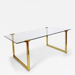 Peter Ghyczy Mid Century Modern Brass Glass Dining Table by Peter Ghyczy - 3251533