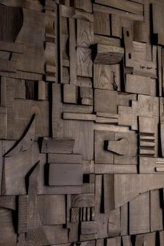 Peter Glassford Charcoal Brutalist Sculptural Collage Artwork Mural from Upcycled Wood - 3837666