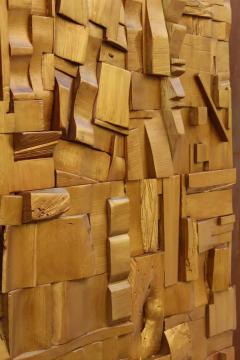Peter Glassford Gold Brutalist Sculptural Collage Artwork Mural from Upcycled Wood - 3837642