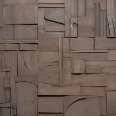 Peter Glassford Grey Brutalist Sculptural Collage Artwork Mural from Upcycled Wood - 3837765