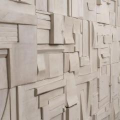 Peter Glassford White Wash Brutalist Sculptural Collage Artwork Mural from Upcycled Wood - 3837729