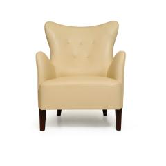 Peter Hvidt Orla M lgaard Nielsen Early Peter Hvidt Lounge Chair in Light Yellow Cream Leather - 2357126