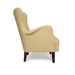 Peter Hvidt Orla M lgaard Nielsen Early Peter Hvidt Lounge Chair in Light Yellow Cream Leather - 2357127